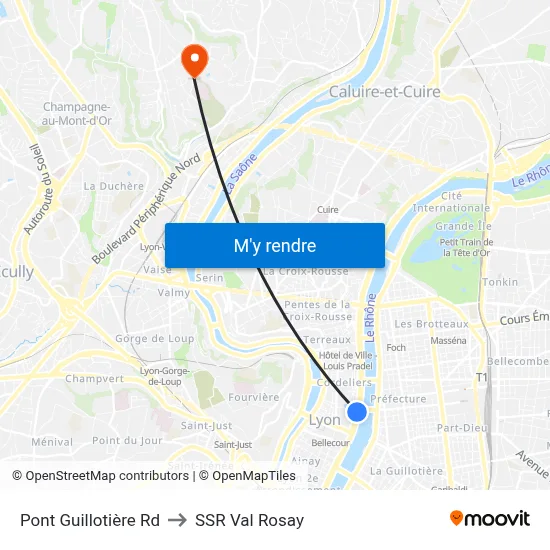 Pont Guillotière Rd to SSR Val Rosay map