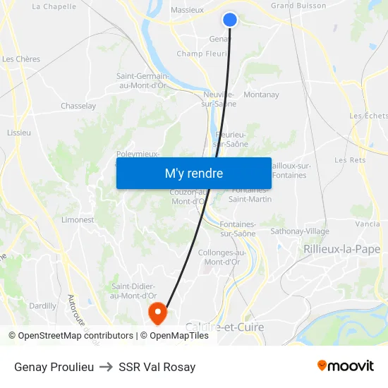 Genay Proulieu to SSR Val Rosay map