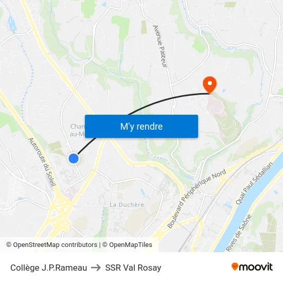 Collège J.P.Rameau to SSR Val Rosay map