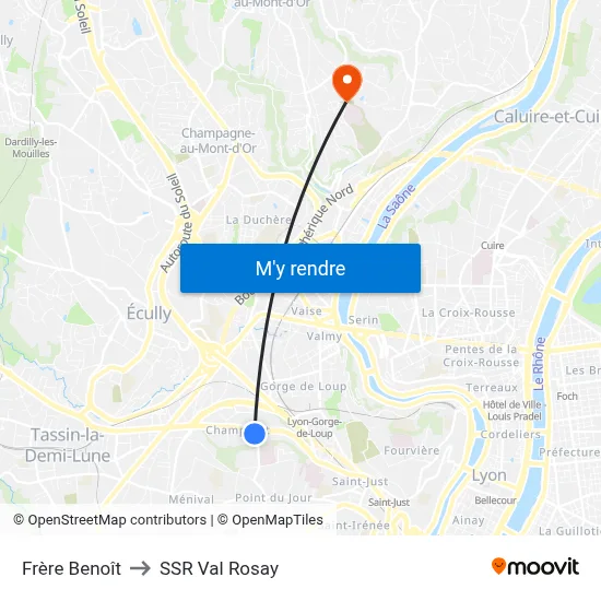Frère Benoît to SSR Val Rosay map