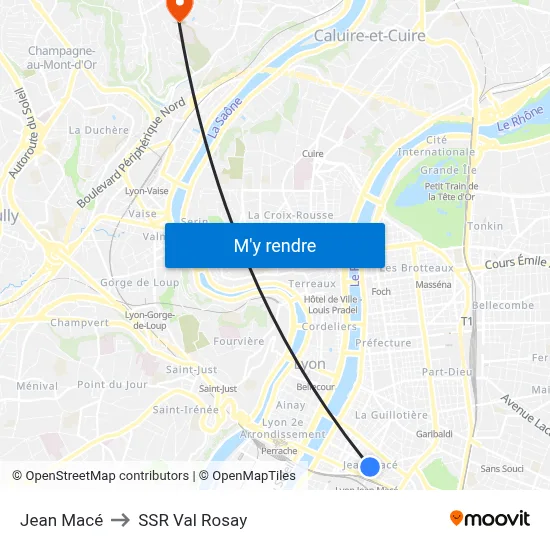 Jean Macé to SSR Val Rosay map