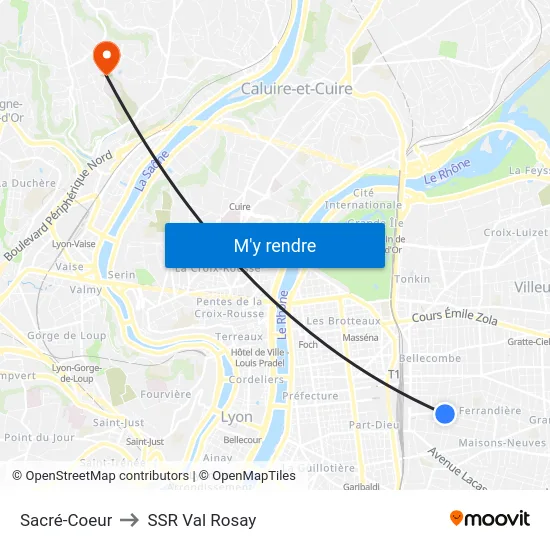 Sacré-Coeur to SSR Val Rosay map