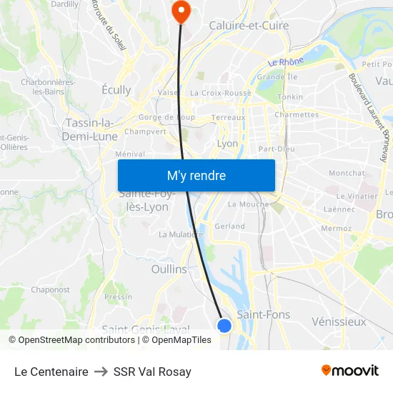 Le Centenaire to SSR Val Rosay map