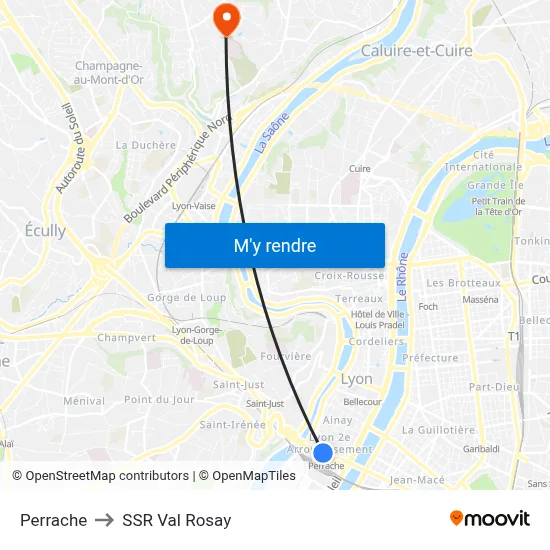 Perrache to SSR Val Rosay map