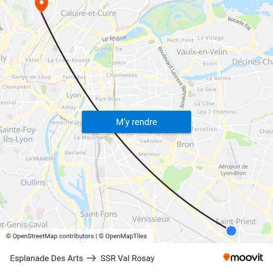 Esplanade Des Arts to SSR Val Rosay map
