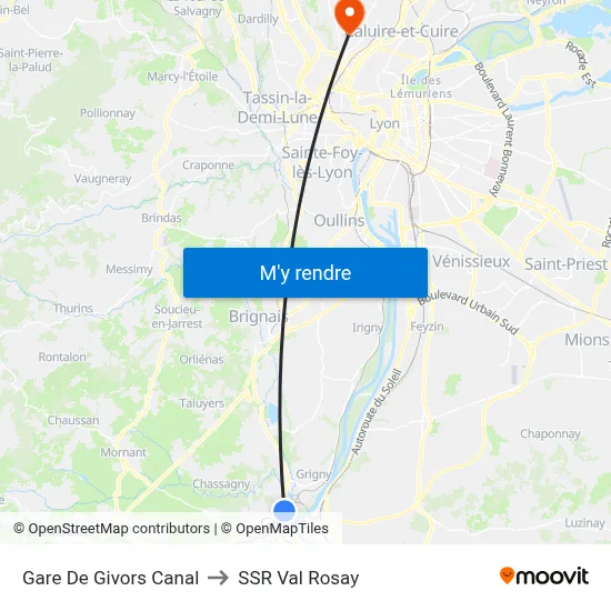 Gare De Givors Canal to SSR Val Rosay map
