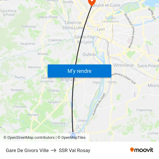 Gare De Givors Ville to SSR Val Rosay map