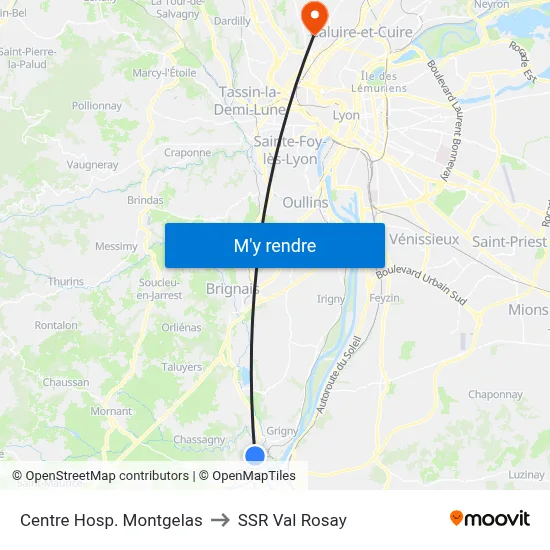 Centre Hosp. Montgelas to SSR Val Rosay map
