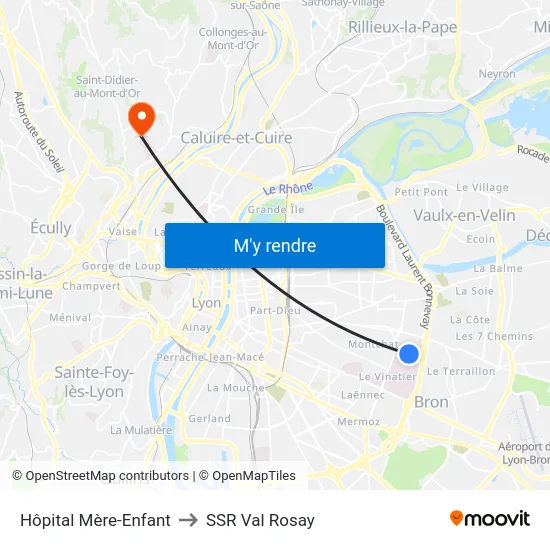 Hôpital Mère-Enfant to SSR Val Rosay map