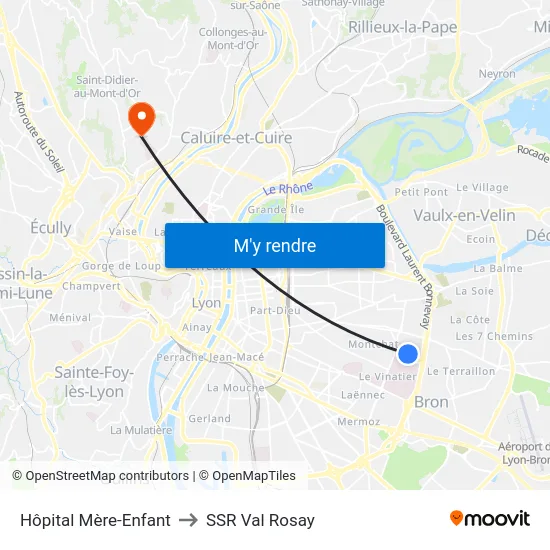 Hôpital Mère-Enfant to SSR Val Rosay map