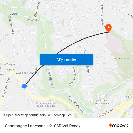 Champagne Lanessan to SSR Val Rosay map