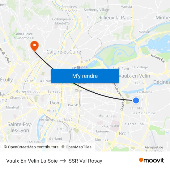 Vaulx-En-Velin La Soie to SSR Val Rosay map