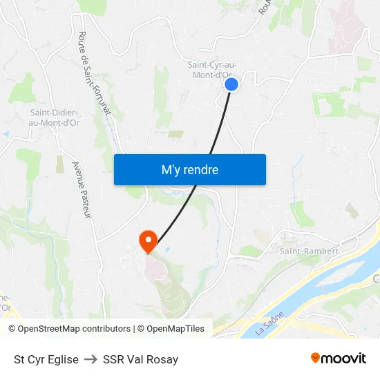 St Cyr Eglise to SSR Val Rosay map