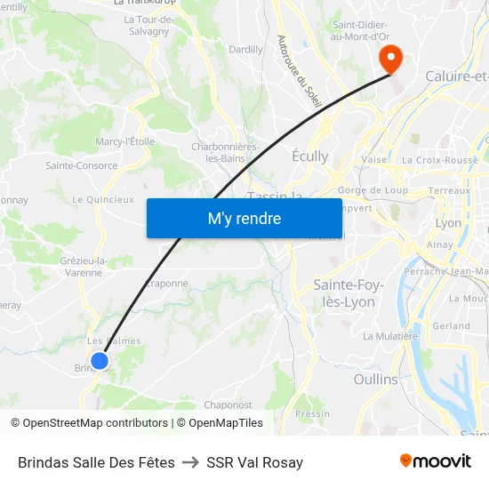 Brindas Salle Des Fêtes to SSR Val Rosay map