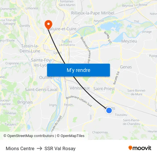 Mions Centre to SSR Val Rosay map