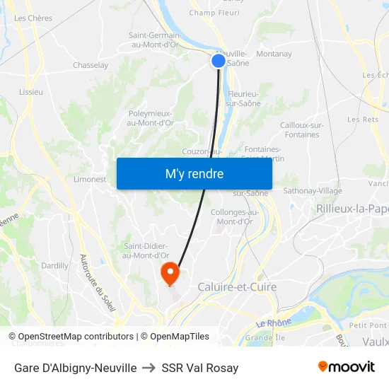 Gare D'Albigny-Neuville to SSR Val Rosay map