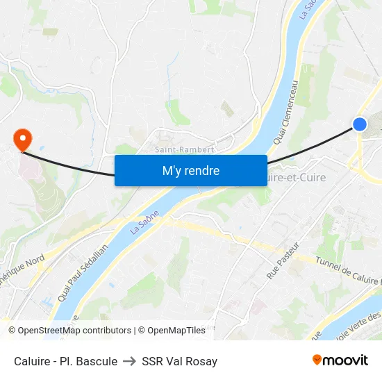 Caluire - Pl. Bascule to SSR Val Rosay map