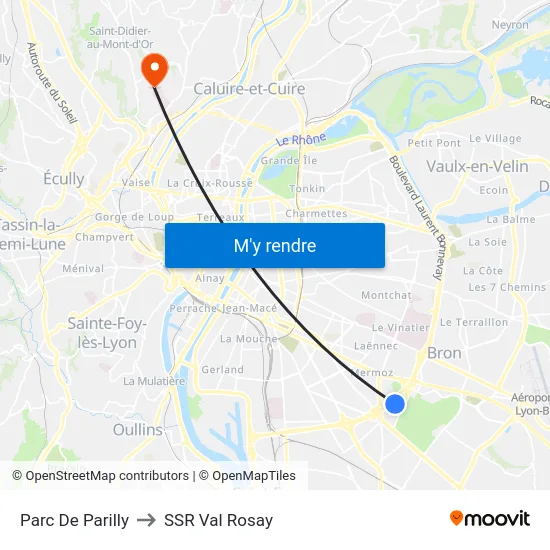 Parc De Parilly to SSR Val Rosay map