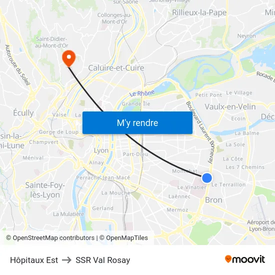 Hôpitaux Est to SSR Val Rosay map