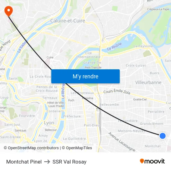 Montchat Pinel to SSR Val Rosay map