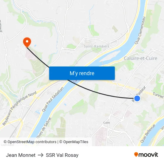 Jean Monnet to SSR Val Rosay map