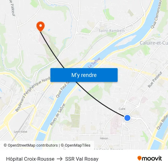 Hôpital Croix-Rousse to SSR Val Rosay map