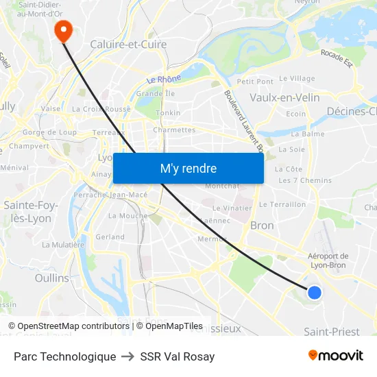 Parc Technologique to SSR Val Rosay map