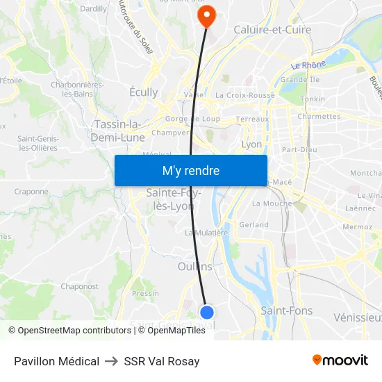 Pavillon Médical to SSR Val Rosay map