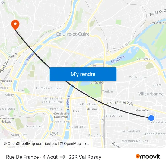 Rue De France - 4 Août to SSR Val Rosay map
