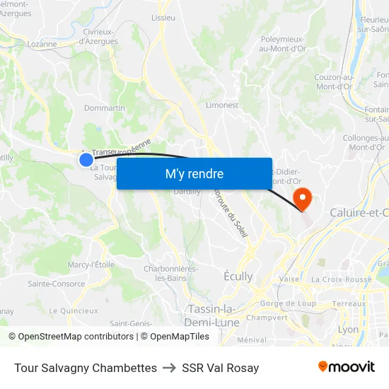 Tour Salvagny Chambettes to SSR Val Rosay map