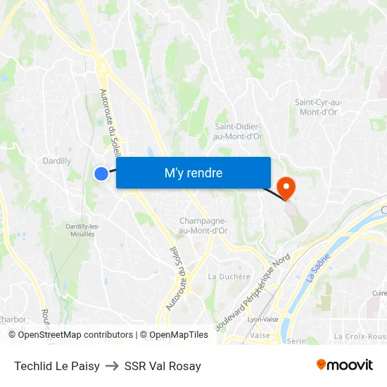 Techlid Le Paisy to SSR Val Rosay map