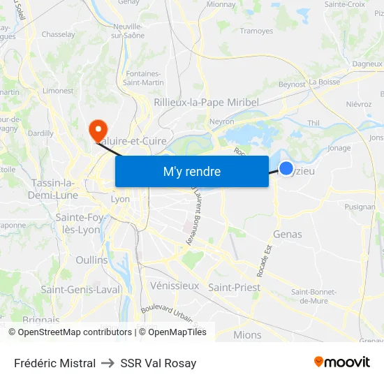 Frédéric Mistral to SSR Val Rosay map