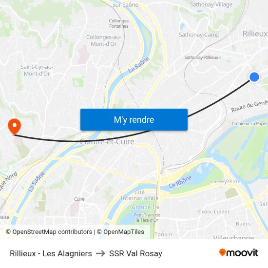 Rillieux - Les Alagniers to SSR Val Rosay map
