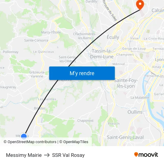 Messimy Mairie to SSR Val Rosay map