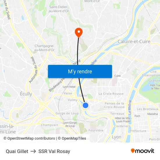 Quai Gillet to SSR Val Rosay map