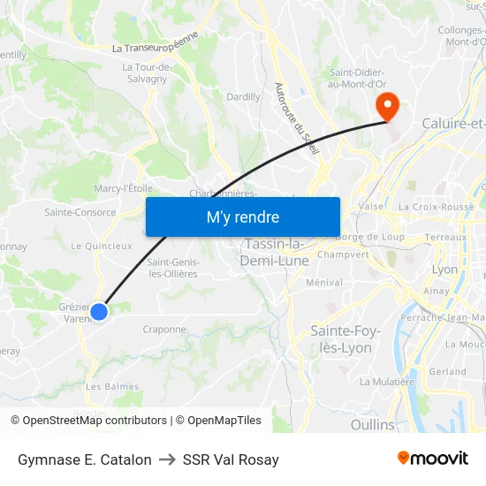 Gymnase E. Catalon to SSR Val Rosay map