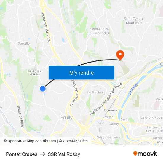 Pontet Crases to SSR Val Rosay map