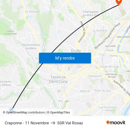 Craponne - 11 Novembre to SSR Val Rosay map