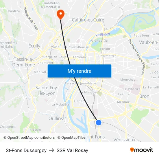 St-Fons Dussurgey to SSR Val Rosay map