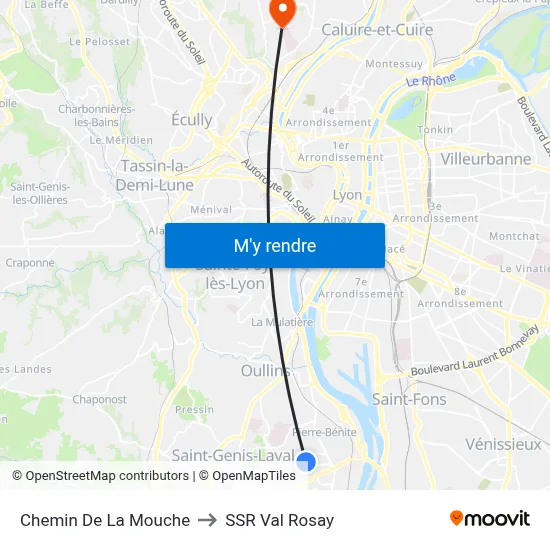 Chemin De La Mouche to SSR Val Rosay map