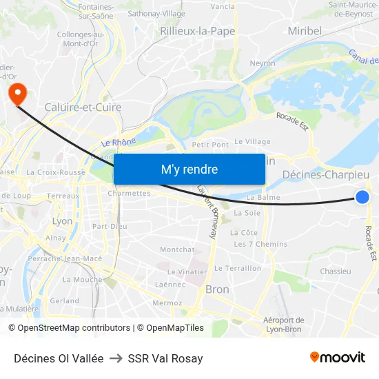 Décines Ol Vallée to SSR Val Rosay map