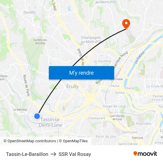 Tassin-Le-Baraillon to SSR Val Rosay map