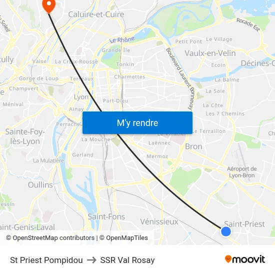 St Priest Pompidou to SSR Val Rosay map