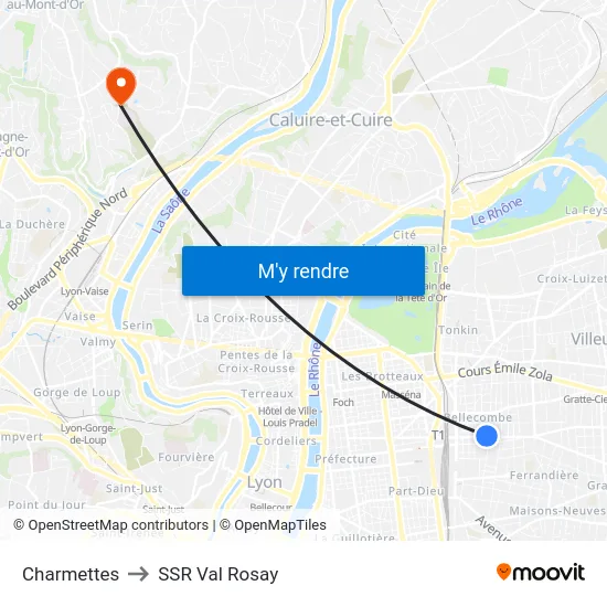 Charmettes to SSR Val Rosay map