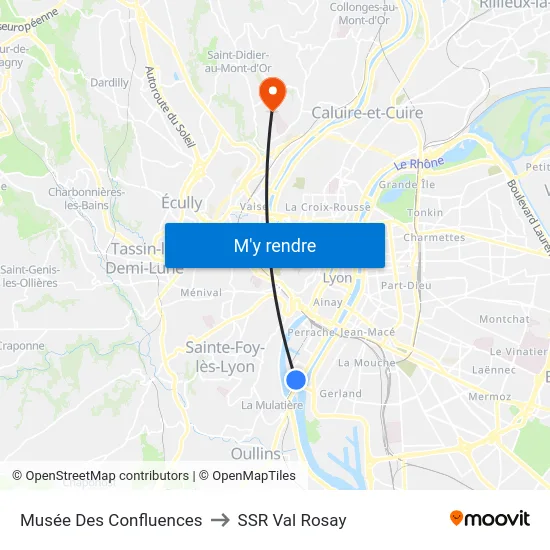 Musée Des Confluences to SSR Val Rosay map