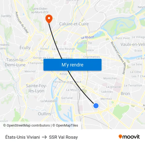 États-Unis Viviani to SSR Val Rosay map