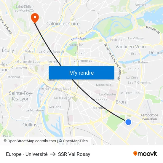 Europe - Université to SSR Val Rosay map