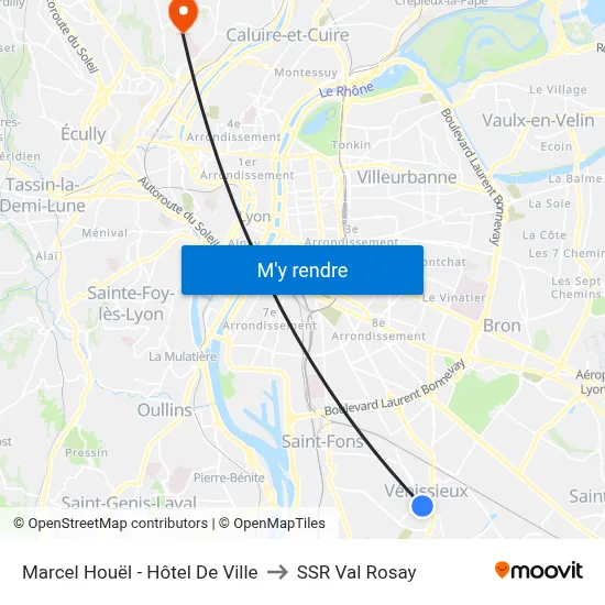 Marcel Houël - Hôtel De Ville to SSR Val Rosay map