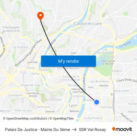 Palais De Justice - Mairie Du 3ème to SSR Val Rosay map