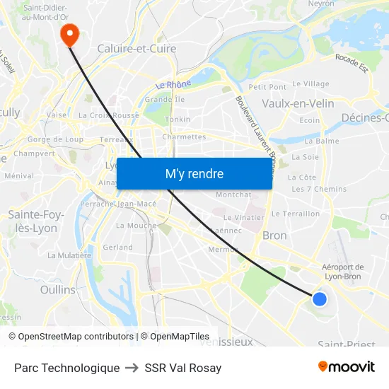 Parc Technologique to SSR Val Rosay map